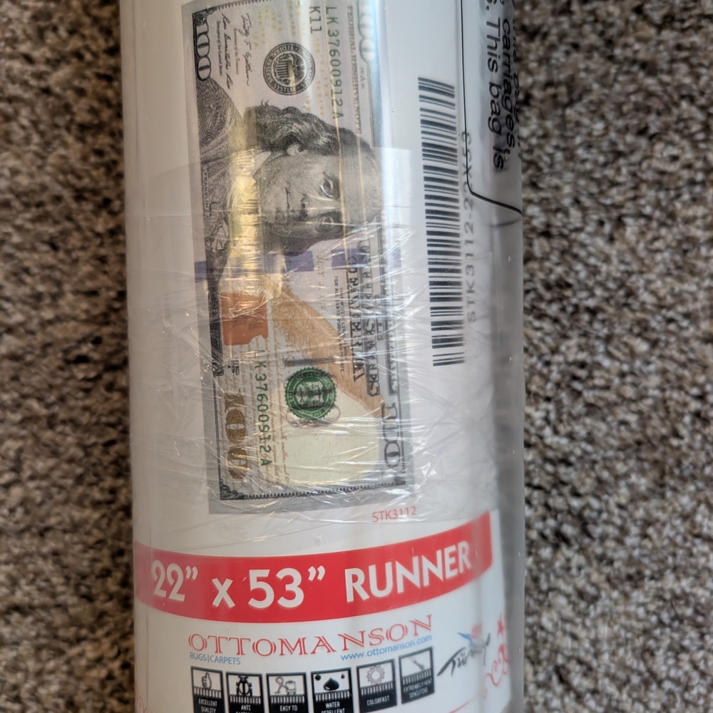 New! Ottomanson 22" x 53" $100 Bill Runner Rug
